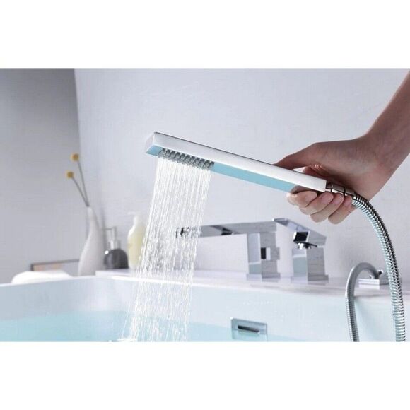 SUMERAIN Deck Mount Waterfall Roman Tub Faucet with Hand Shower Chrome S2148W-CH - Picture 5 of 7